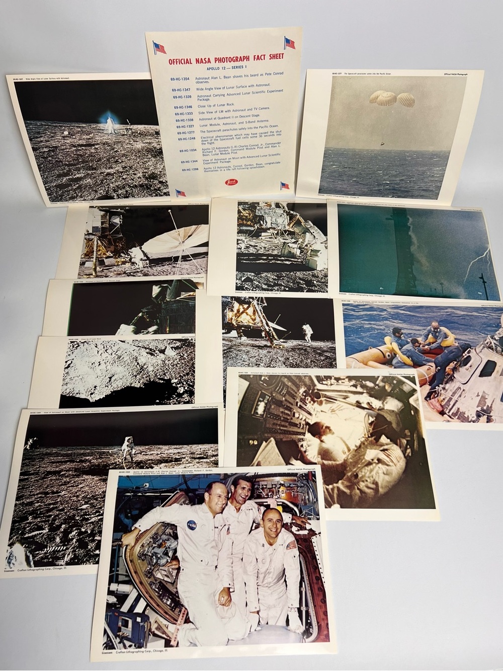 1969 Apollo 12 Series I Moon Landing Set of 12 Official Color NASA Govt Photos